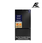 Electrolux 565L 3 Door Side by Side Refrigerator, Bottom Mount Freezer, GreenZone, QuickFreeze, XL Door Bins, Cooling360, French Door, Inverter, UltimateTaste 600, EHE5600D-B, Charcoal Black