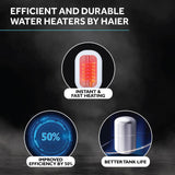 Haier Pret White Geyser 3 Litre 3KW Fast Heating Glass-Lined Instant Water Heater ABS Out Body for High-rise Building 8 Bar Instant Geyser for Kitchen& Bathroom, Free Installation