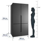 Electrolux 634L Frost Free Side by Side French Door Refrigerator, GreenZone Technology, Inverter Compressor, EvenTemp, Matte Charcoal Black Steel, UltimateTaste 700, EQE5600B-B