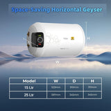 Haier Precis Slim Horizontal Geyser 25 Ltr (Left)| Water Heater 25 litre with Pipe| Free Installation| Shock Proof| Saves electricity| Incoloy 800 Element| 7-Yr Tank 3-Yr Product Warranty