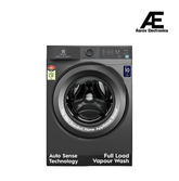 Electrolux 9kg 5 Star Front Load Washing Machine, AutoSense Technology, Full Load Steam Wash, Hygienic Care, EcoInverter Motor, UltimateCare 300, EWF9024M3SB, Dark Silver