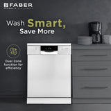Faber 14 Place Settings Freestanding Dishwasher with 8 Washing Programs, Power Memory, LED Display, Natural Drying & 1–24 Hours Delay, Stainless Steel – FFSD 8PR 14S