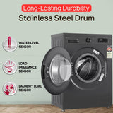 LG 9 Kg, 5 Star, Direct Drive Technology, Steam Wash, 6 Motion DD, Fully-Automatic Front Load Washing Machine (FHB1209Z2M, Allergy Care, In-Built Heater, Touch Panel, Middle Black)