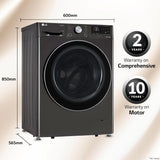 LG 11 Kg (Wash) / 7 Kg (Dry), AI Direct Drive Technology, Steam+ & Wi-Fi Front Load Fully Automatic Washer Dryer (FHD1107STB, Intelligent & Convenient Fabric Care, Wrinkle Care, Black Steel)