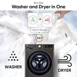 LG 11 Kg (Wash) / 7 Kg (Dry), AI Direct Drive Technology, Steam+ & Wi-Fi Front Load Fully Automatic Washer Dryer (FHD1107STB, Intelligent & Convenient Fabric Care, Wrinkle Care, Black Steel)