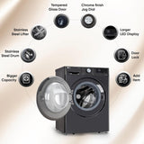 LG 11 Kg (Wash) / 7 Kg (Dry), AI Direct Drive Technology, Steam+ & Wi-Fi Front Load Fully Automatic Washer Dryer (FHD1107STB, Intelligent & Convenient Fabric Care, Wrinkle Care, Black Steel)