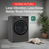 LG 12 Kg (Wash) / 7 Kg (Dry), AI Direct Drive Technology, Steam+ & Wi-Fi Front Load Fully Automatic Washer Dryer (FHD1207STB, Intelligent & Convenient Fabric Care & Turbowash 360, Platinum Black)