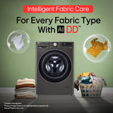 LG 12 Kg (Wash) / 7 Kg (Dry), AI Direct Drive Technology, Steam+ & Wi-Fi Front Load Fully Automatic Washer Dryer (FHD1207STB, Intelligent & Convenient Fabric Care & Turbowash 360, Platinum Black)