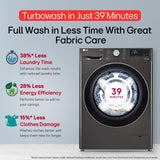 LG 12 Kg (Wash) / 7 Kg (Dry), AI Direct Drive Technology, Steam+ & Wi-Fi Front Load Fully Automatic Washer Dryer (FHD1207STB, Intelligent & Convenient Fabric Care & Turbowash 360, Platinum Black)