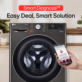LG 12 Kg (Wash) / 7 Kg (Dry), AI Direct Drive Technology, Steam+ & Wi-Fi Front Load Fully Automatic Washer Dryer (FHD1207STB, Intelligent & Convenient Fabric Care & Turbowash 360, Platinum Black)