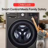 LG 12 Kg (Wash) / 7 Kg (Dry), AI Direct Drive Technology, Steam+ & Wi-Fi Front Load Fully Automatic Washer Dryer (FHD1207STB, Intelligent & Convenient Fabric Care & Turbowash 360, Platinum Black)