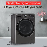 LG 12 Kg (Wash) / 7 Kg (Dry), AI Direct Drive Technology, Steam+ & Wi-Fi Front Load Fully Automatic Washer Dryer (FHD1207STB, Intelligent & Convenient Fabric Care & Turbowash 360, Platinum Black)