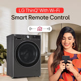 LG 12 Kg (Wash) / 7 Kg (Dry), AI Direct Drive Technology, Steam+ & Wi-Fi Front Load Fully Automatic Washer Dryer (FHD1207STB, Intelligent & Convenient Fabric Care & Turbowash 360, Platinum Black)