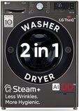 LG 12 Kg (Wash) / 7 Kg (Dry), AI Direct Drive Technology, Steam+ & Wi-Fi Front Load Fully Automatic Washer Dryer (FHD1207STB, Intelligent & Convenient Fabric Care & Turbowash 360, Platinum Black)
