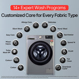 LG FHP1209Z7P 9 Kg 5 Star AI Direct Drive™ Wi-Fi Fully Automatic Front Load Washing Machine with Steam+™, Wrinkle Care, Allergy Care & Platinum