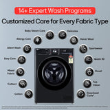 LG 12 Kg, 5 Star, AI Direct Drive Technology, Wi-Fi, Steam Fully Automatic Front-Loading Washing Machine (FHP1412Z5O, Intelligent & Convenient Fabric Care, Allergy Care, Remote Control, Onyx Black)