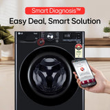 LG 12 Kg, 5 Star, AI Direct Drive Technology, Wi-Fi, Steam Fully Automatic Front-Loading Washing Machine (FHP1412Z5O, Intelligent & Convenient Fabric Care, Allergy Care, Remote Control, Onyx Black)