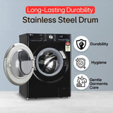 LG 12 Kg, 5 Star, AI Direct Drive Technology, Wi-Fi, Steam Fully Automatic Front-Loading Washing Machine (FHP1412Z5O, Intelligent & Convenient Fabric Care, Allergy Care, Remote Control, Onyx Black)