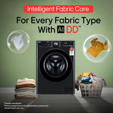 LG 12 Kg, 5 Star, AI Direct Drive Technology, Wi-Fi, Steam Fully Automatic Front-Loading Washing Machine (FHP1412Z5O, Intelligent & Convenient Fabric Care, Allergy Care, Remote Control, Onyx Black)