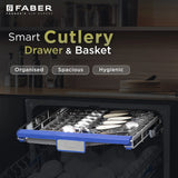 Faber 14 Place Settings Built-In Dishwasher with 8 Washing Programs, Power Memory, LED Display, Natural Drying & 1–24 Hours Delay, Inox Finish – FSID 8PR 14S