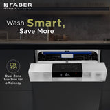 Faber 14 Place Settings Built-In Dishwasher with 8 Washing Programs, Power Memory, LED Display, Natural Drying & 1–24 Hours Delay, Inox Finish – FSID 8PR 14S