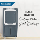 Crompton Gale 90 Litres Desert Air Cooler for home | Large & Easy Clean Ice Chamber | 4-Way Air Deflection | Density Honeycomb Pads | Everlast Pump