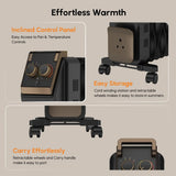 Havells 9 Fin Hestio Wave Fin OFR (Oil Filled Radiator)|Room Heater|2400 W|3 Heat Settings & PTC Fan Heater|Inclined Control Panel|Retractable Wheels| Comfortable Breathing|360° Heating (Black)