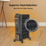 Havells 9 Fin Hestio Wave Fin OFR (Oil Filled Radiator)|Room Heater|2400 W|3 Heat Settings & PTC Fan Heater|Inclined Control Panel|Retractable Wheels| Comfortable Breathing|360° Heating (Black)