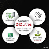 LG 242 L, 2 Star, Smart Inverter Compressor, Multi Air Flow, Frost-Free Double Door Refrigerator (GL-N292DPZY, Shiny Steel, Smart Connect & Moist ‘N’ Fresh)