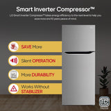 LG 242 L, 2 Star, Smart Inverter Compressor, Multi Air Flow, Frost-Free Double Door Refrigerator (GL-N292DPZY, Shiny Steel, Smart Connect & Moist ‘N’ Fresh)