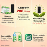 LG 288 L, 2 Star, Convertible, Smart Inverter Compressor, Frost Free Double Door Refrigerator (GL-S322SESY, Enony Sheen, Express Freeze, Auto Smart Connect & Multi Air Flow)