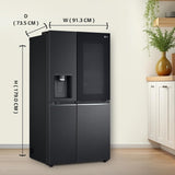 LG 630 L, Frost-Free, Inverter, Wi-Fi Convertible, InstaView Door-In-Door, Side-By-Side Refrigerator with Ice and Water Dispenser (GL-X257AMC3, Matte Black, Door Cooling+ with Hygiene Fresh+)