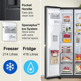 LG 630 L, Frost-Free, Inverter, Wi-Fi Convertible, InstaView Door-In-Door, Side-By-Side Refrigerator with Ice and Water Dispenser (GL-X257AMC3, Matte Black, Door Cooling+ with Hygiene Fresh+)