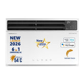 Lloyd 1.5 Ton 5 Star Top Throw Inverter Window AC, 2026 New Star Rated (6 in 1 Convertible, Cools Up To 54°C, Voice & WiFi Enabled, Opti Breeze, Super Silent, 4 Way Air Swing, White, GLW18V5AGTPR)