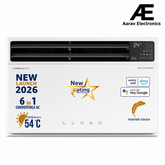 Lloyd 1.5 Ton 5 Star Top Throw Inverter Window AC, 2026 New Star Rated (6 in 1 Convertible, Cools Up To 54°C, Voice & WiFi Enabled, Opti Breeze, Super Silent, 4 Way Air Swing, White, GLW18V5AGTPR)
