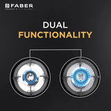 Faber Superia 4 Burner Built-In Gas Hob with Brass Burners, 6mm Toughened Black Glass, Automatic Battery Ignition, Triple Ring Dual Flame Burner – SUPERIA HT764 BR AI IN