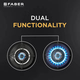 Faber 90 cm 5 Burner Built-in Gas Hob with Brass Burners, Auto Ignition & Toughened Black Glass – HOB SUPERIA HT905 BR AI N