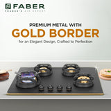 Faber 78 cm 4 Burner Built-in Gas Hob with Brass Burners, Auto Ignition & Flame Failure Device – HOB Verona IND HD784 CI FFD AI