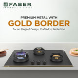 Faber 78 cm 3 Burner Built-in Gas Hob with Brass Burners, Auto Ignition & Flame Failure Device – Hob Verona HD783 CI FFD AI