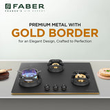 Faber 72 cm 3 Burner Built-in Gas Hob with Brass Burners, Auto Ignition & Flame Failure Device – Hob Verona HD723 CI FFD AI