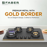 Faber 72 cm 4 Burner Built-in Gas Hob with Brass Burners, Auto Ignition & Flame Failure Device – HOB VERONA IND HD724 CI FFD AI