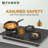 Faber 78 cm 3 Burner Built-in Gas Hob with Brass Burners, Auto Ignition & Flame Failure Device – Hob Verona HD783 CI FFD AI