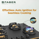 Faber 78 cm 4 Burner Built-in Gas Hob with Brass Burners, Auto Ignition & Flame Failure Device – HOB Verona IND HD784 CI FFD AI