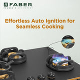 Faber 72 cm 3 Burner Built-in Gas Hob with Brass Burners, Auto Ignition & Flame Failure Device – Hob Verona HD723 CI FFD AI