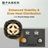 Faber 78 cm 4 Burner Built-in Gas Hob with Brass Burners, Auto Ignition & Flame Failure Device – HOB Verona IND HD784 CI FFD AI