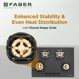 Faber 72 cm 4 Burner Built-in Gas Hob with Brass Burners, Auto Ignition & Flame Failure Device – HOB VERONA IND HD724 CI FFD AI