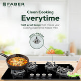 Faber 90 cm 4 Burner Built-in Gas Hob with Brass Burners, Auto Ignition & Flame Failure Device – HOB EXPERIA HT 904 ALU AI FFD