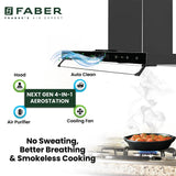 Faber HOOD AEROSTATION ELITE FL HC TC BK 75 Kitchen Chimney | 75 cm, 1325 m³/hr, Filterless, Heat Auto Clean, 4-in-1 Air Purifier Chimney