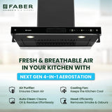 Faber HOOD AEROSTATION ELITE FL HC TC BK 75 Kitchen Chimney | 75 cm, 1325 m³/hr, Filterless, Heat Auto Clean, 4-in-1 Air Purifier Chimney