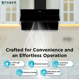Faber HOOD AETHER BLDC HC SC BK 90 Kitchen Chimney, 90 cm, 1600 m³/hr, Filterless, Heat Auto Clean, BLDC Motor, Touch, Gesture & Remote Control